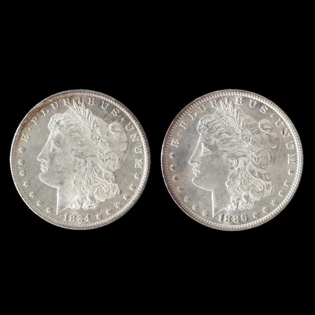 uncirculated-1884-o-and-1886-morgan-silver-dollars