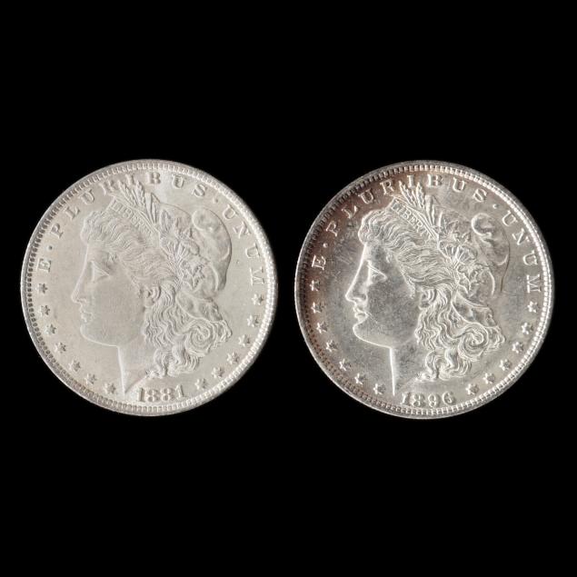 uncirculated-1881-o-and-1896-morgan-silver-dollars