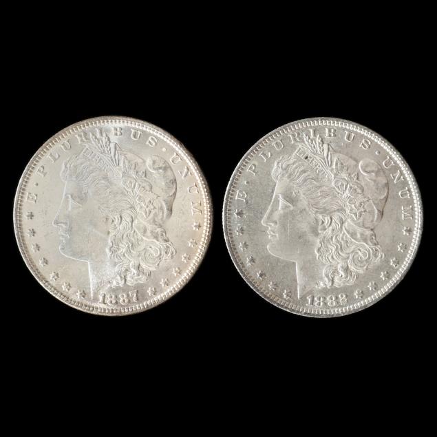 1882-o-and-1887-morgan-silver-dollars