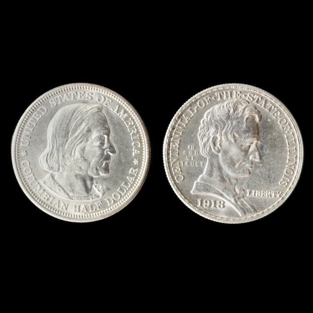 uncirculated-1892-columbian-half-and-1918-lincoln-commemorative-half