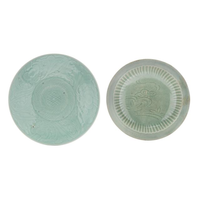 two-asian-celadon-glazed-chargers