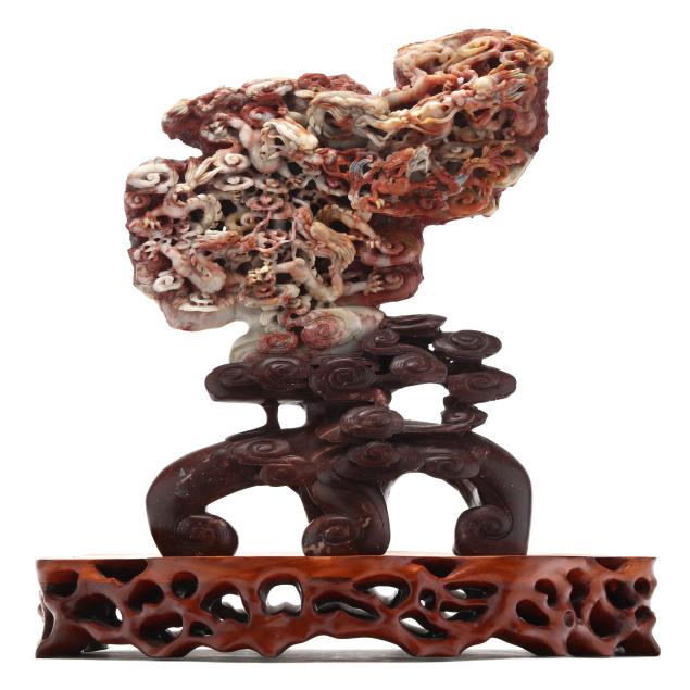 a-large-chinese-hardstone-carving-of-dragons-and-stand