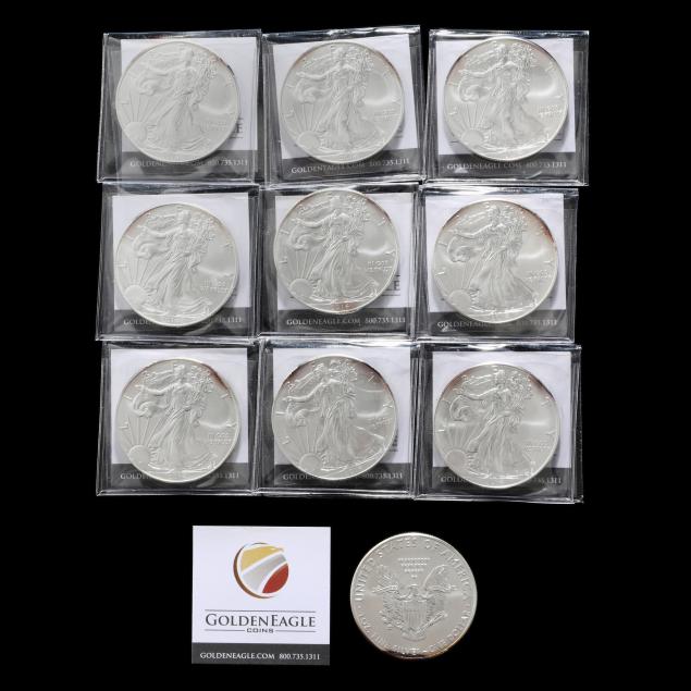 ten-10-2014-american-silver-eagles-mint-state-with-light-toning
