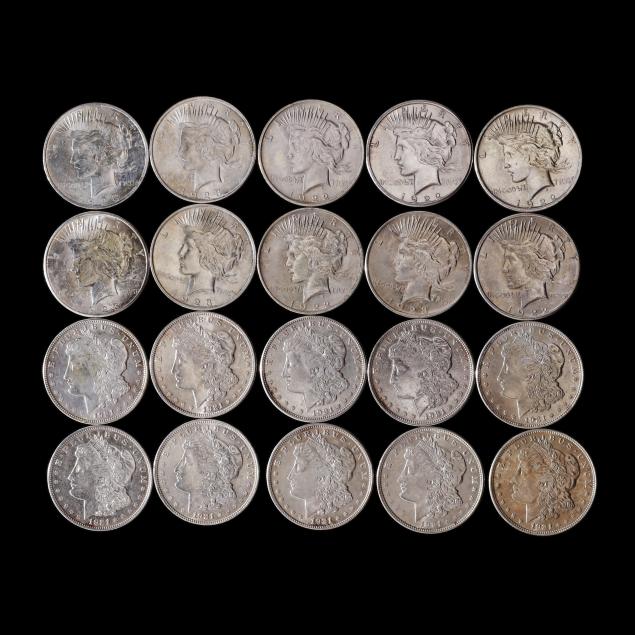 uncirculated-roll-of-ten-10-morgan-and-ten-10-peace-silver-dollars