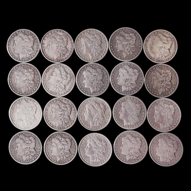 twenty-20-circulated-morgan-silver-dollars-1897-1901