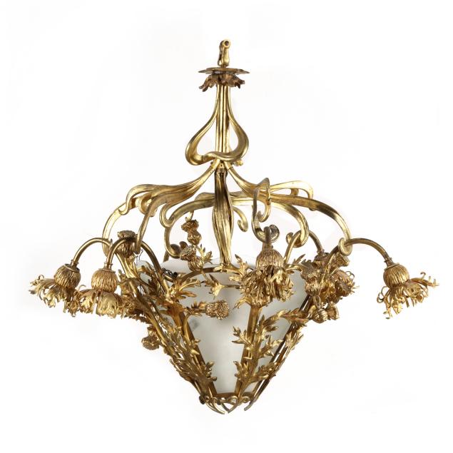 french-art-nouveau-ormolu-thistle-seven-light-chandelier
