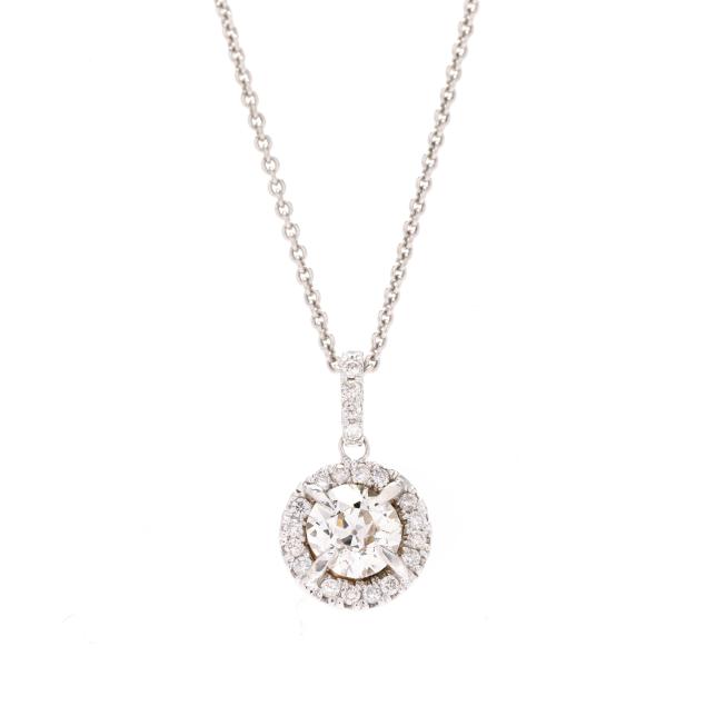 white-gold-and-1-22-carat-old-european-cut-diamond-halo-pendant-necklace