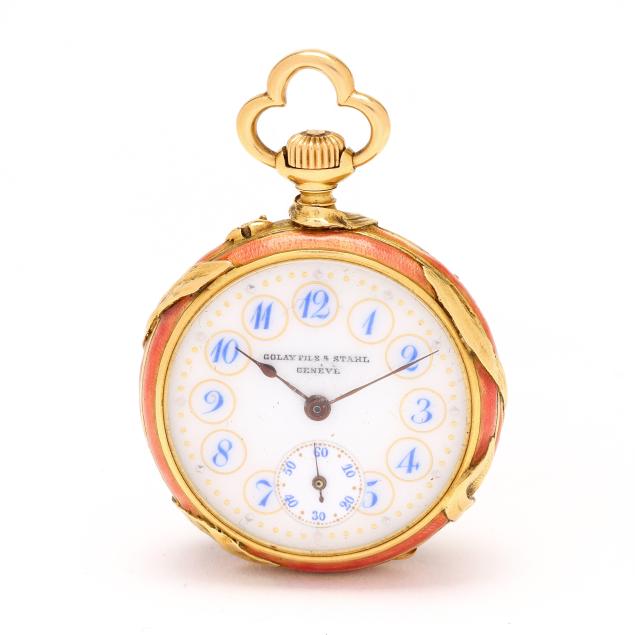 art-nouveau-gold-and-enamel-open-face-pendant-watch-golay-fils-stahl