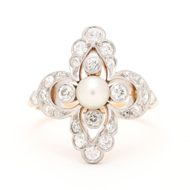 antique-platinum-gold-diamond-and-pearl-ring