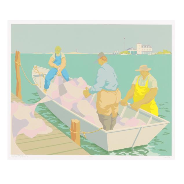 claude-howell-nc-1915-1997-i-loading-nets-ocracoke-i