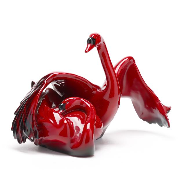 royal-doulton-flambe-porcelain-nestling-down-swans