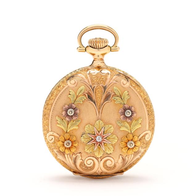 edwardian-tri-color-gold-hunter-case-pocket-watch-illinois-watch-co-for-i-lewkowitz