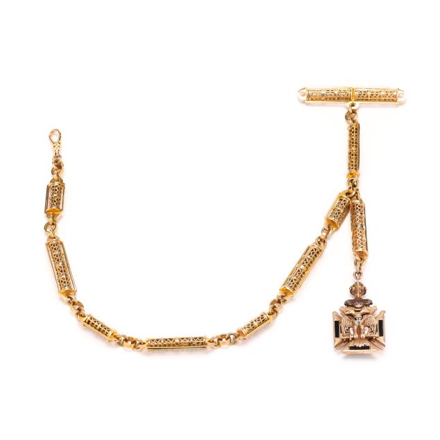 gold-pocket-watch-chain-with-masonic-fob