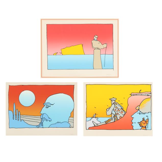 peter-max-american-b-1937-i-space-teacher-i-i-beyond-horizon-i-i-a-new-world-landscape-i-three-works