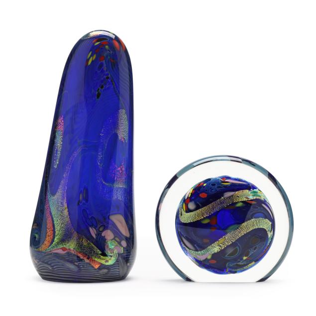 rollin-karg-american-b-1944-two-art-glass-sculptures