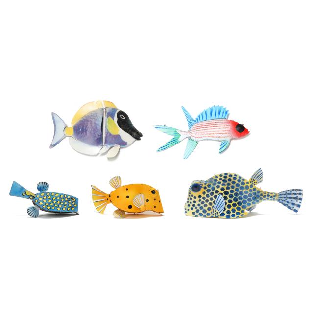 michael-van-hout-nc-b-1953-five-metalwork-fish-sculptures