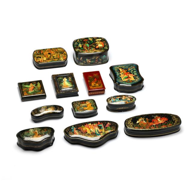 twelve-russian-palekh-lacquer-boxes