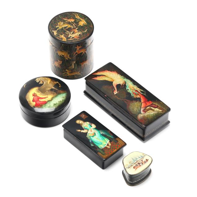 five-hand-painted-and-gilt-lacquer-boxes
