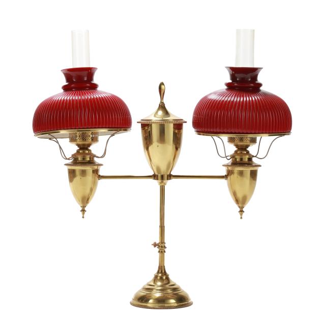 vintage-brass-double-student-lamp-with-ruby-glass-shades