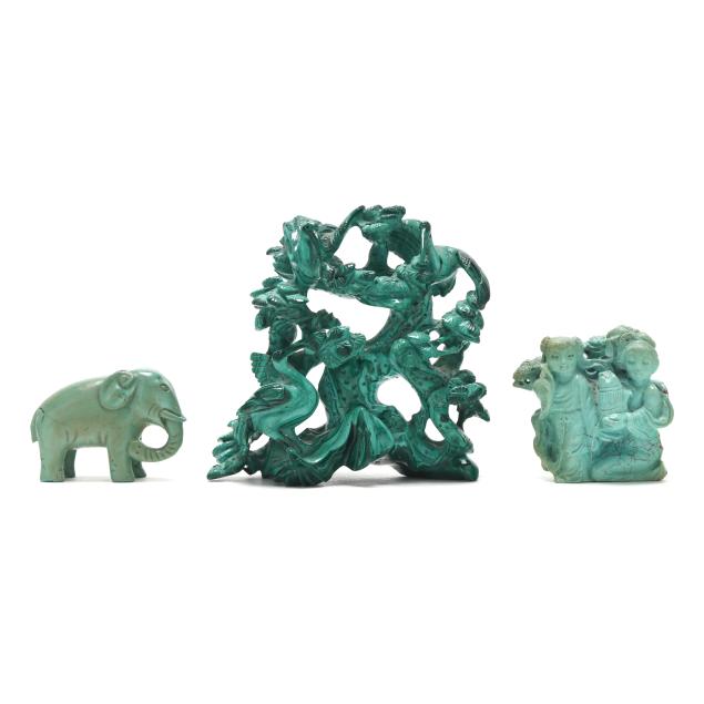 a-group-of-small-turquoise-and-malachite-carvings