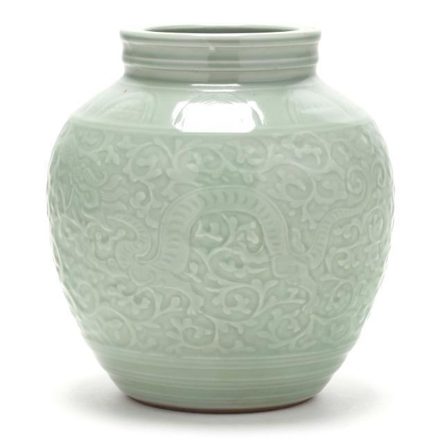 a-chinese-celadon-glazed-vase-with-dragon