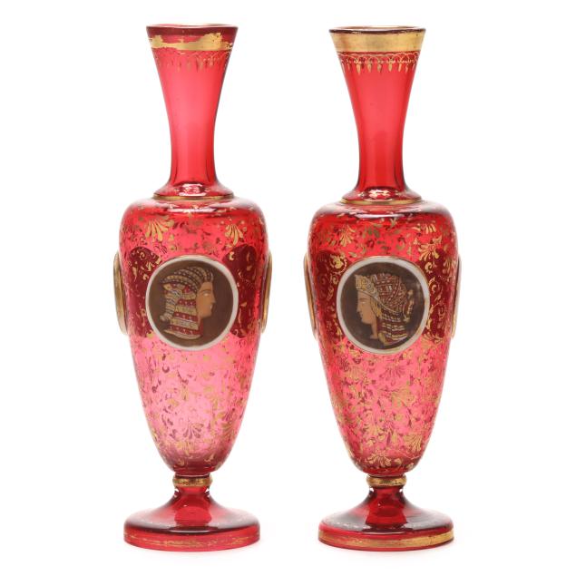 attributed-moser-pair-of-cranberry-and-gilt-glass-egyptian-revival-vases