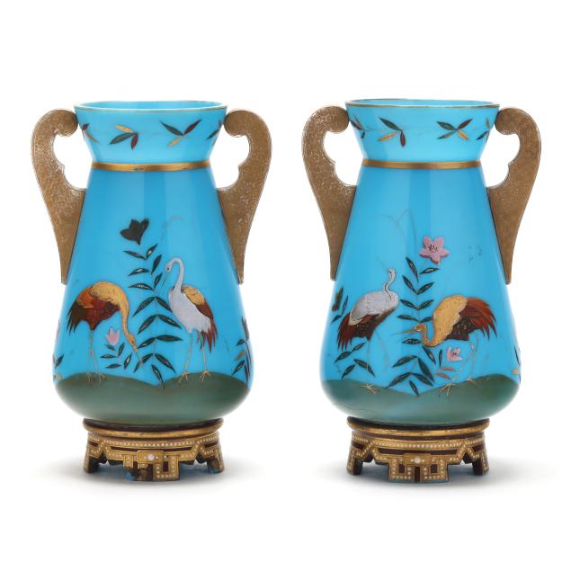pair-of-gilt-double-handled-blue-opaline-vases