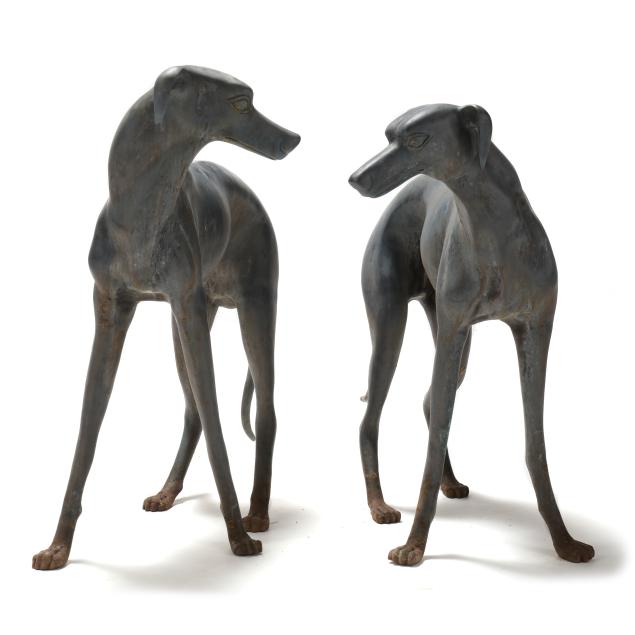 two-large-bronze-greyhound-entryway-statues