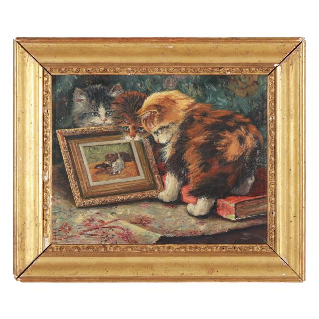 manner-of-henriette-ronner-knip-belgian-1821-1909-three-kittens-and-a-painting