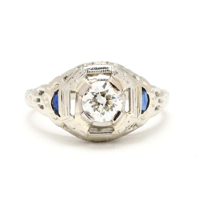vintage-white-gold-diamond-and-sapphire-ring