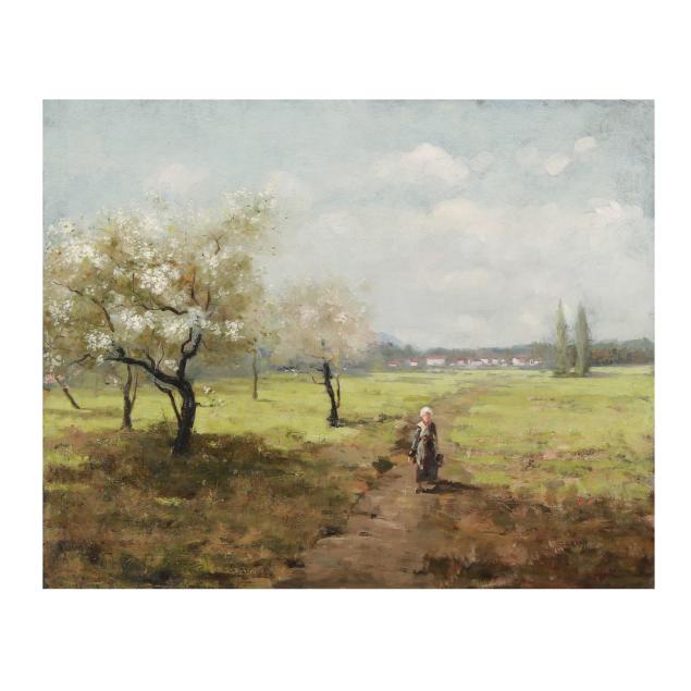 gari-melchers-american-1860-1932-spring-landscape-with-figure