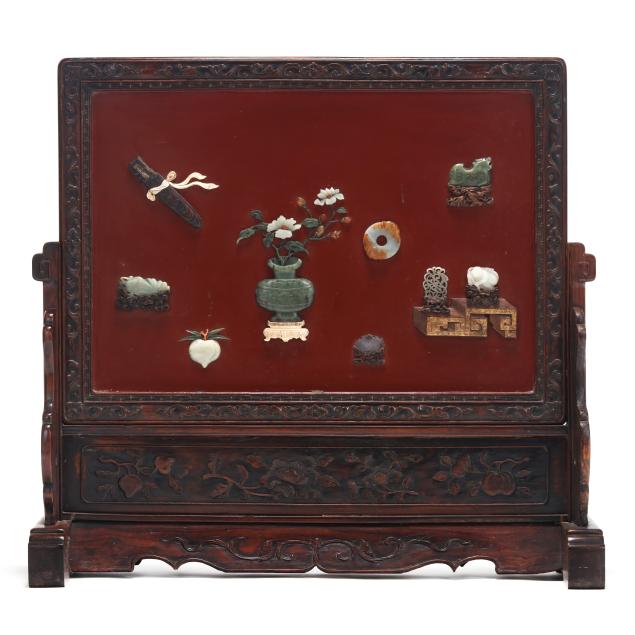 a-chinese-lacquer-panel-with-inlay-and-painting-in-rosewood-floor-frame-screen