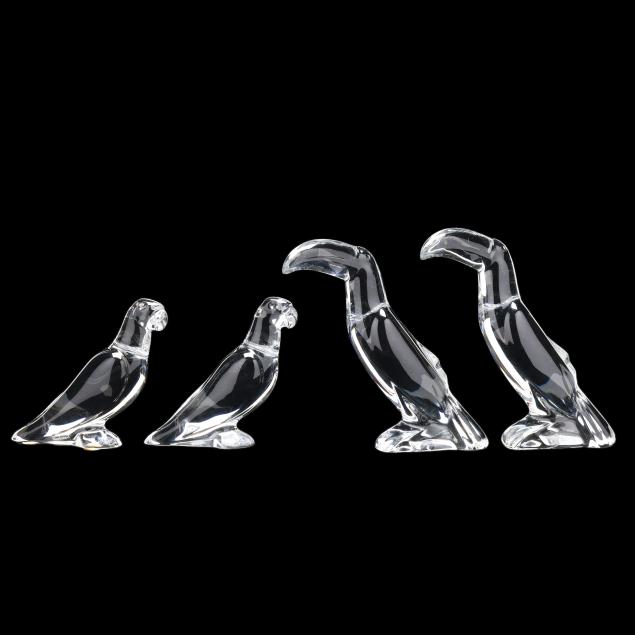 two-pairs-of-baccarat-crystal-tropical-birds