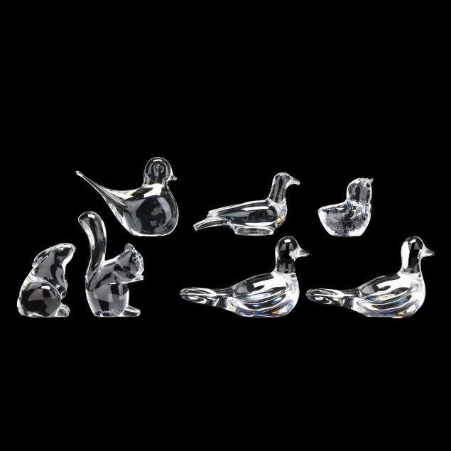 six-baccarat-crystal-animals-and-one-murano-bird