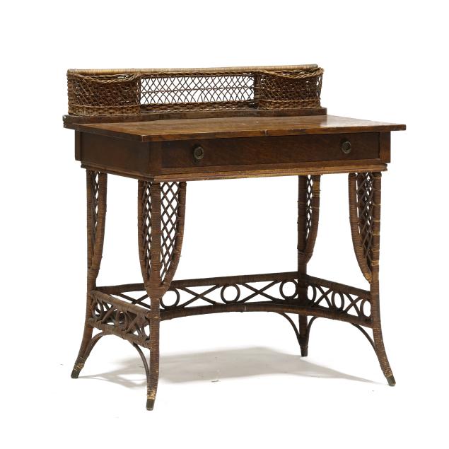 transitional-mission-oak-and-wicker-writing-table