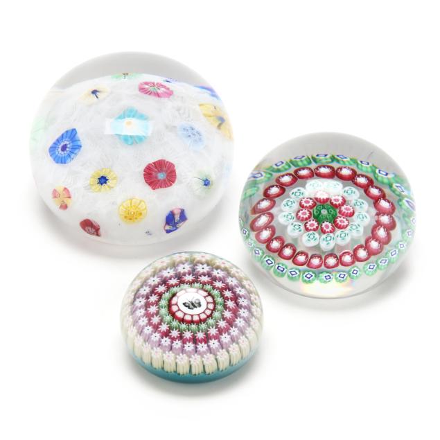 two-baccarat-and-one-perthshire-glass-paperweights