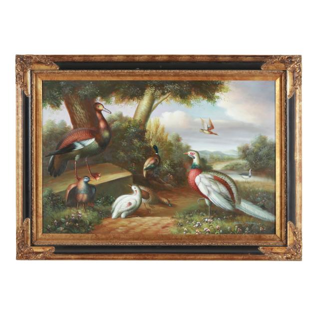 a-contemporary-decorative-painting-of-birds-in-a-landscape