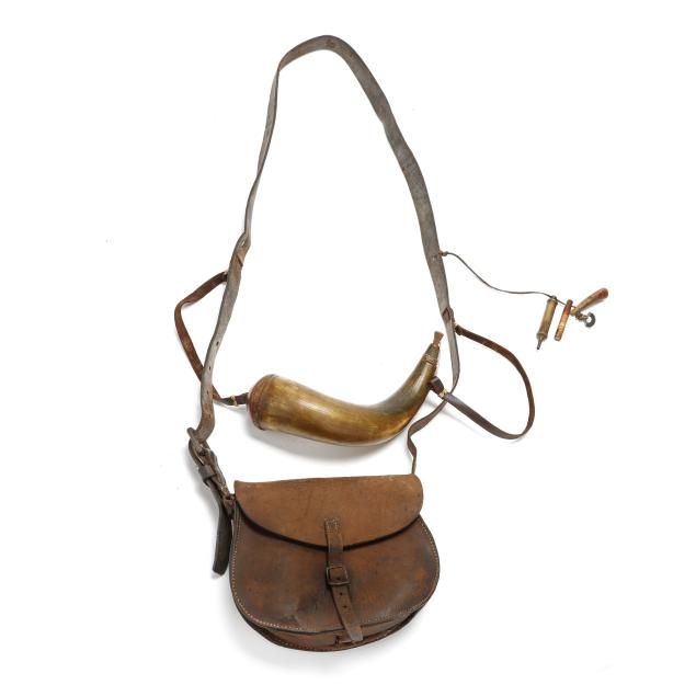 early-piedmont-north-carolina-powder-horn-with-leather-bag-measures-and-a-shot-bag