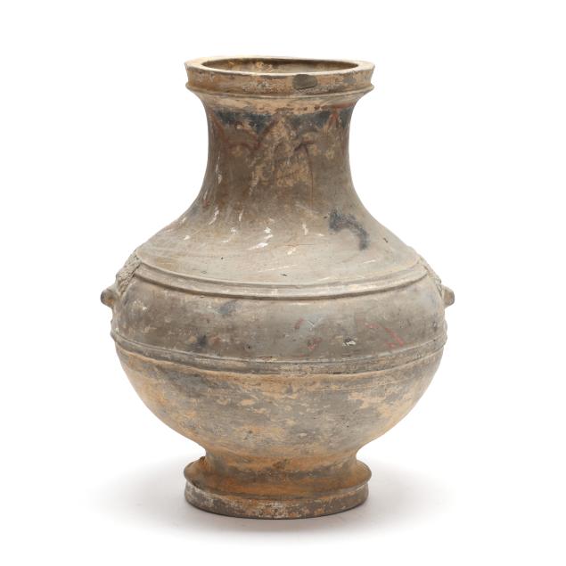 a-large-chinese-painted-pottery-jar-with-mask-handles