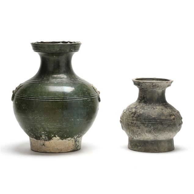 two-chinese-funerary-green-glazed-pottery-vases-with-mask-handles