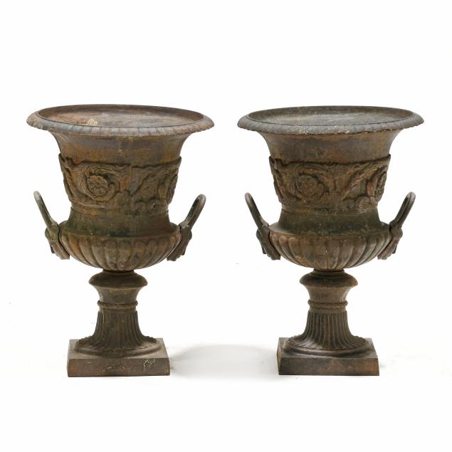 pair-of-classical-style-cast-iron-garden-urns