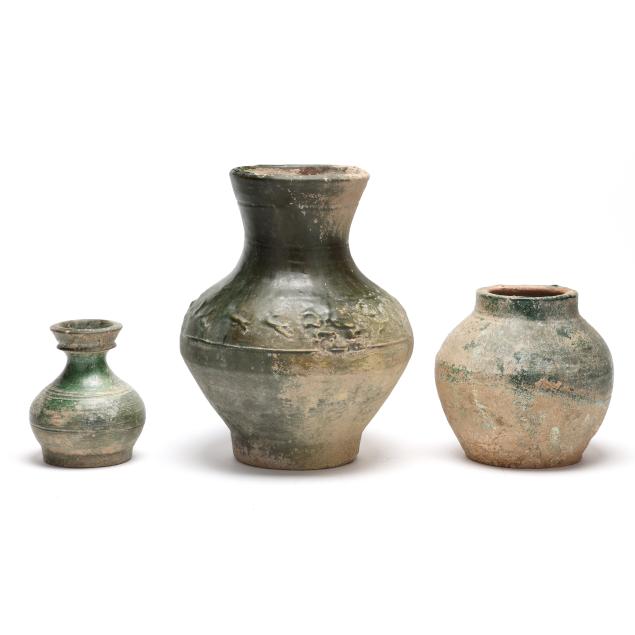three-chinese-green-glazed-vessels