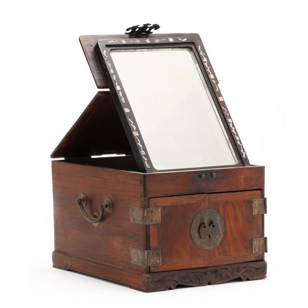 antique-chinese-walnut-folding-tabletop-vanity-with-inlaid-mirror