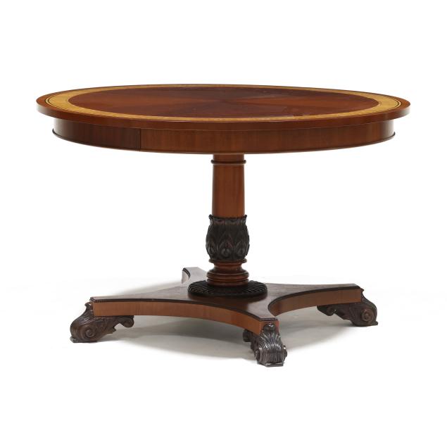 baker-neoclassical-style-inlaid-mahogany-pedestal-table