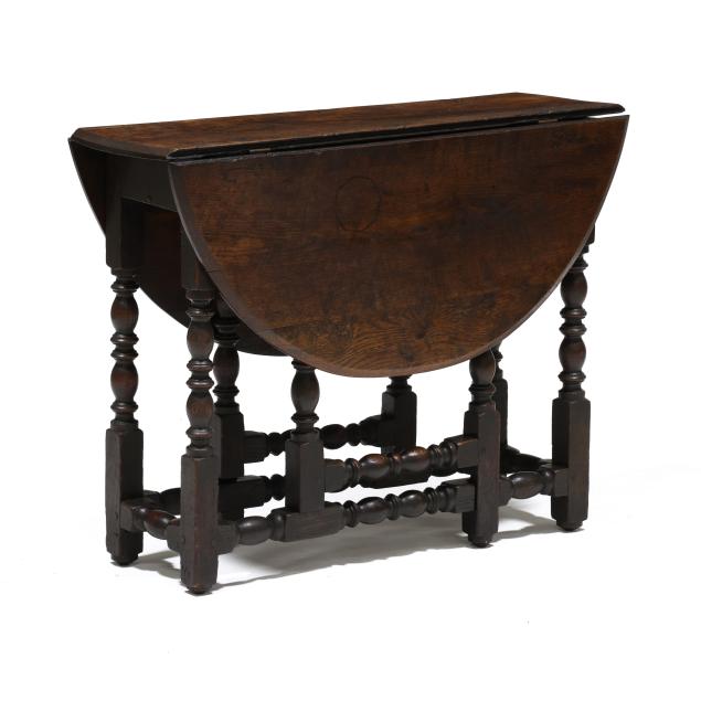 antique-william-and-mary-style-oak-drop-leaf-side-table