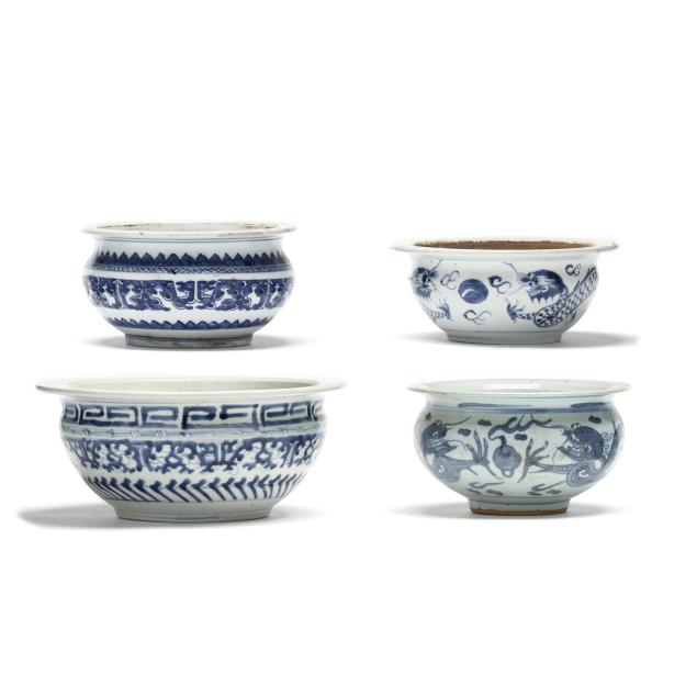 four-chinese-blue-and-white-ceramic-censer-bowls