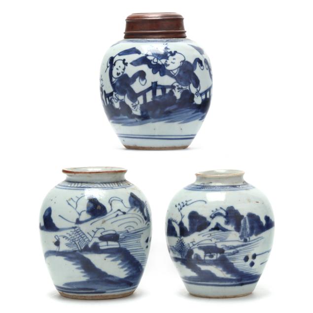 three-small-chinese-blue-and-white-ginger-jars