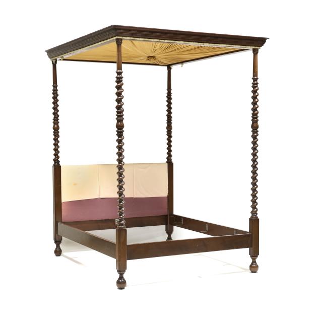 william-and-mary-style-walnut-spiral-post-bed-with-tester