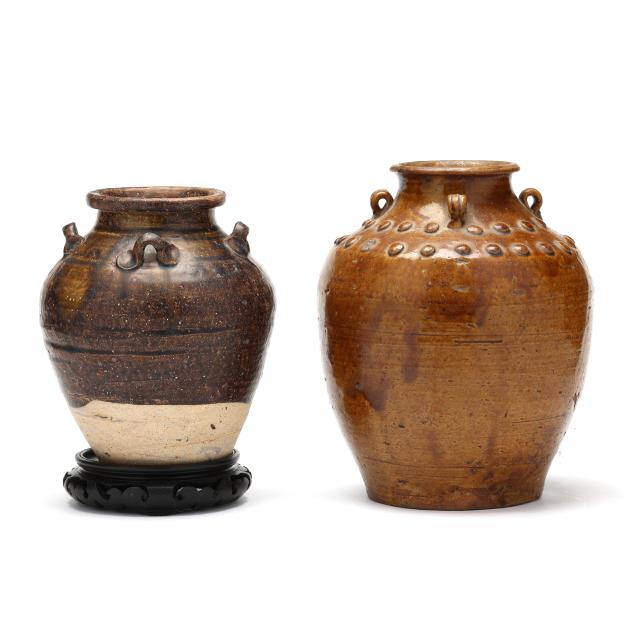 two-brown-glazed-jars-with-lug-handles