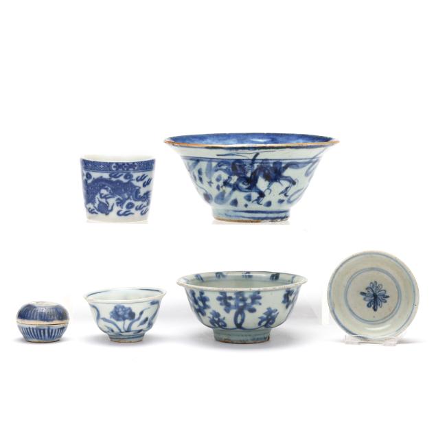 a-group-of-six-asian-blue-and-white-porcelain-bowls-and-boxes